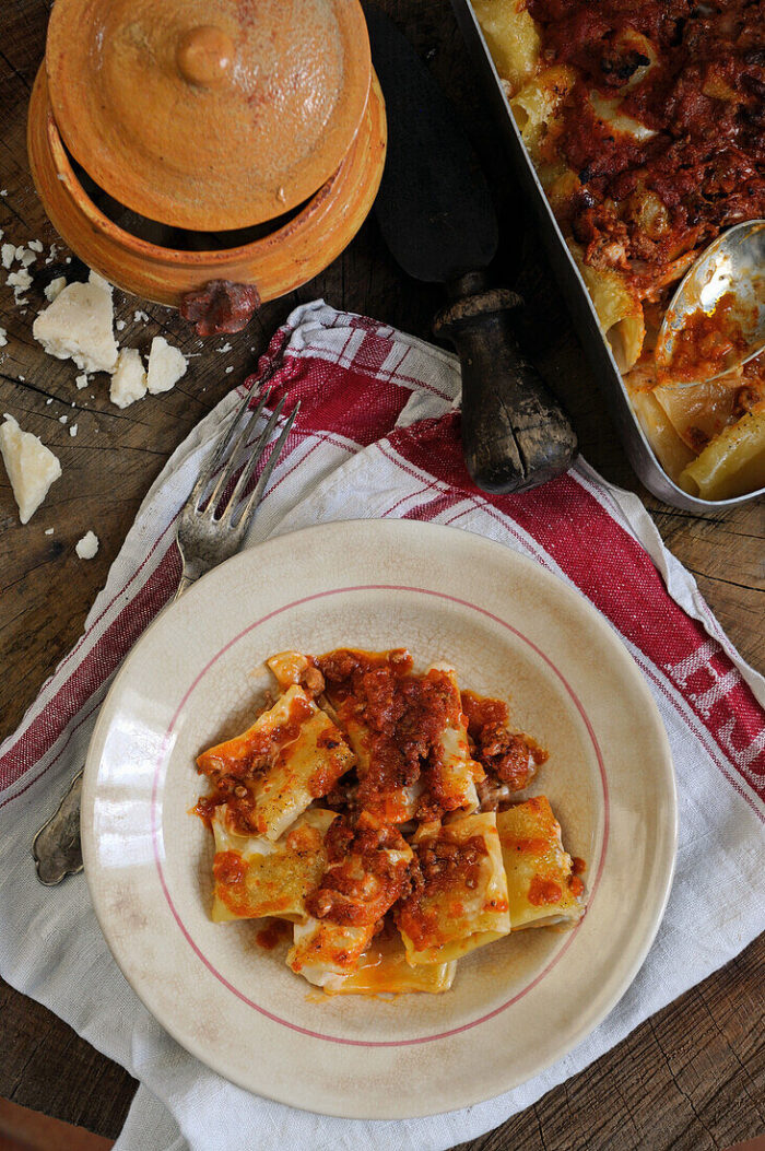 Paccheri Pasta In Bolognese Sauce